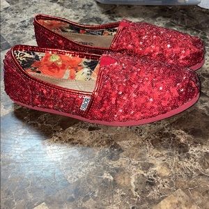 Red sequin BOBS from Scketchers size W9.